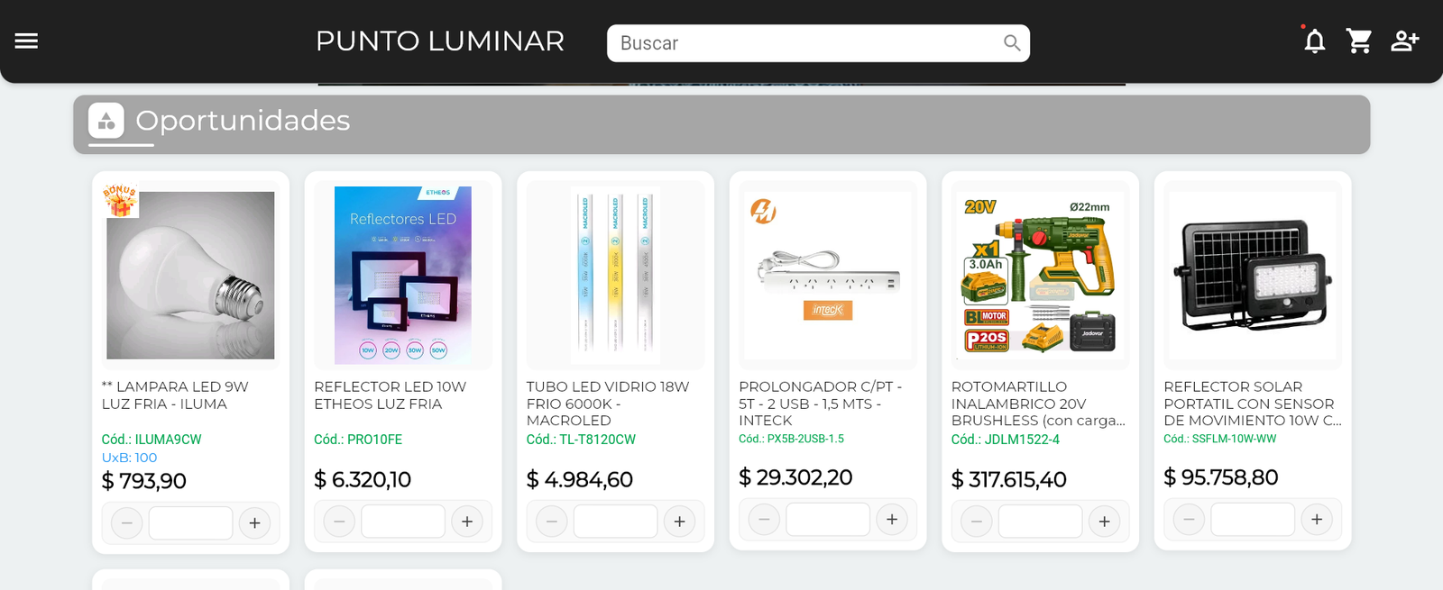 Tienda online Punto Luminar en Pedidos Pronto